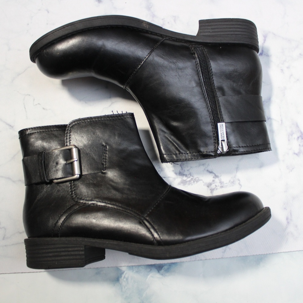BLACK AKLE MOTO BOOTS Sz 8.5 - K Cole Reaction EUC - Picture 2 of 8